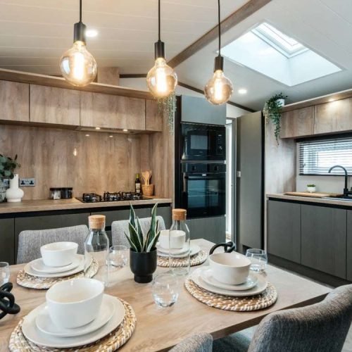 Luxury lodge interior at Heathland Beach Holiday Park